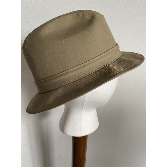 Vtg Stetson Fedora 1960s-Era Khaki Water Resistant Canvas Dick Tracy Hat 7 1/8 - Picture 3 of 11